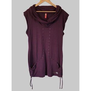 Apple Bottoms Cowl Neck Dress Womens 1X Pockets & Lace-Up Sides y2k Retro Purple